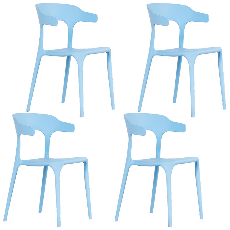 Contemporary Style Stackable Chairs Dining Armless Chairs with Plastic Legs for Kitchen Sky Blue 4 Piece Set Clearhalo 'Dining Chairs' 'Dining Tables & Seating' 'dining_chair' 'furn' 'furn_dining_chair' 'Furniture' 'furniture_dining_chair' 'Kitchen & Dining Furniture' 4707821