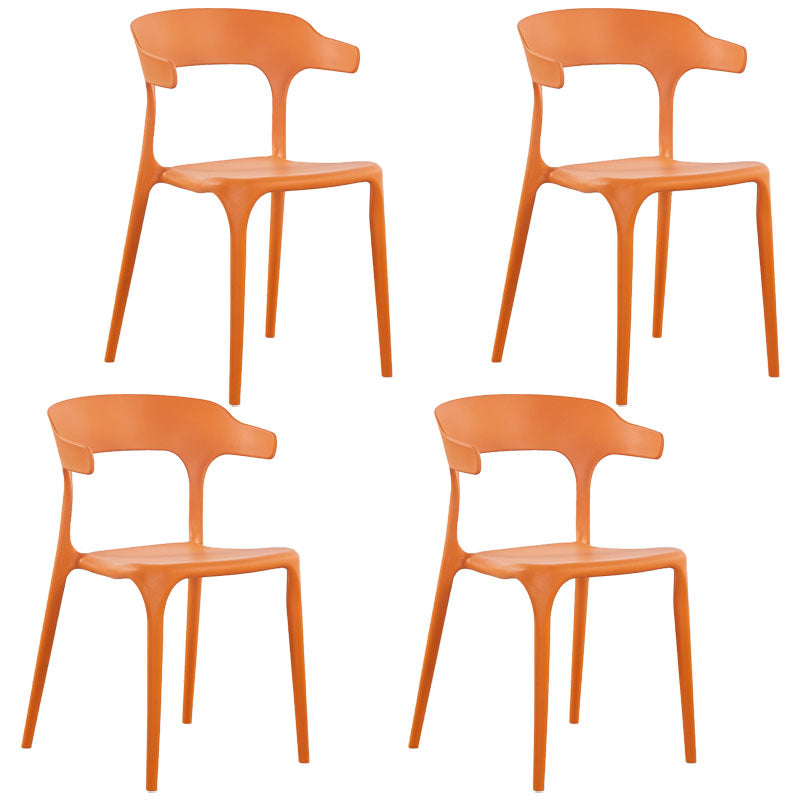 Contemporary Style Stackable Chairs Dining Armless Chairs with Plastic Legs for Kitchen Orange 4 Piece Set Clearhalo 'Dining Chairs' 'Dining Tables & Seating' 'dining_chair' 'furn' 'furn_dining_chair' 'Furniture' 'furniture_dining_chair' 'Kitchen & Dining Furniture' 4707823