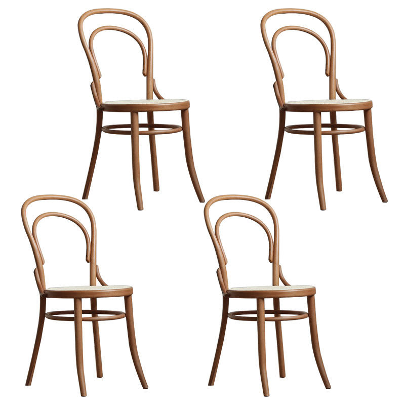 Wood Traditional Kitchen Dining Room Chair Windsor Back Side Chair Khaki Wicker & Rattan 4 Piece Set Clearhalo 'Dining Chairs' 'Dining Tables & Seating' 'dining_chair' 'furn' 'furn_dining_chair' 'Furniture' 'furniture_dining_chair' 'Kitchen & Dining Furniture' 4707841