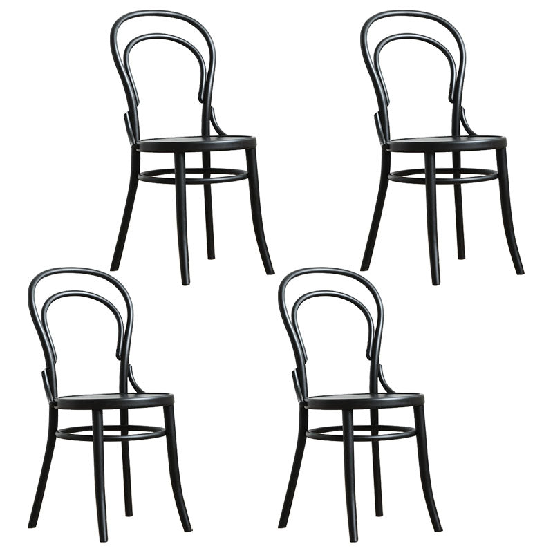 Wood Traditional Kitchen Dining Room Chair Windsor Back Side Chair Gloss Black Wood 4 Piece Set Clearhalo 'Dining Chairs' 'Dining Tables & Seating' 'dining_chair' 'furn' 'furn_dining_chair' 'Furniture' 'furniture_dining_chair' 'Kitchen & Dining Furniture' 4707855