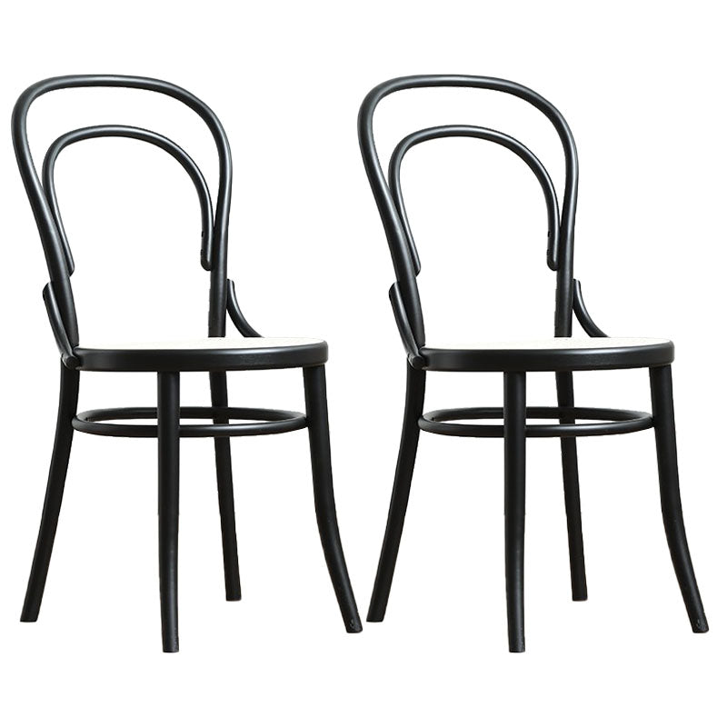 Wood Traditional Kitchen Dining Room Chair Windsor Back Side Chair Black Wicker & Rattan 2 Piece Set Clearhalo 'Dining Chairs' 'Dining Tables & Seating' 'dining_chair' 'furn' 'furn_dining_chair' 'Furniture' 'furniture_dining_chair' 'Kitchen & Dining Furniture' 4707857
