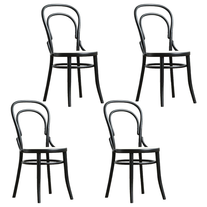 Wood Traditional Kitchen Dining Room Chair Windsor Back Side Chair Black Wicker & Rattan 4 Piece Set Clearhalo 'Dining Chairs' 'Dining Tables & Seating' 'dining_chair' 'furn' 'furn_dining_chair' 'Furniture' 'furniture_dining_chair' 'Kitchen & Dining Furniture' 4707858