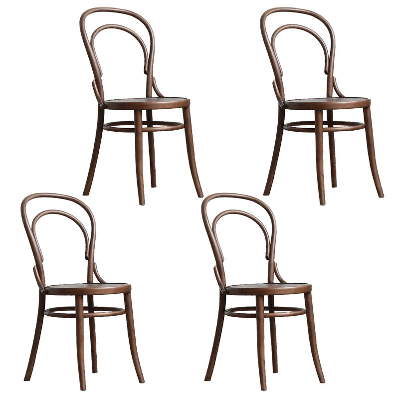 Wood Traditional Kitchen Dining Room Chair Windsor Back Side Chair Dark Khaki Wood 4 Piece Set Clearhalo 'Dining Chairs' 'Dining Tables & Seating' 'dining_chair' 'furn' 'furn_dining_chair' 'Furniture' 'furniture_dining_chair' 'Kitchen & Dining Furniture' 4707861