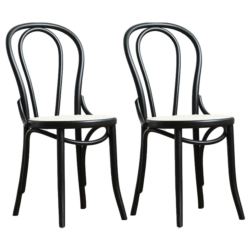 Wood Traditional Kitchen Dining Room Chair Windsor Back Side Chair Gloss Black Wicker & Rattan 2 Piece Set Clearhalo 'Dining Chairs' 'Dining Tables & Seating' 'dining_chair' 'furn' 'furn_dining_chair' 'Furniture' 'furniture_dining_chair' 'Kitchen & Dining Furniture' 4707866