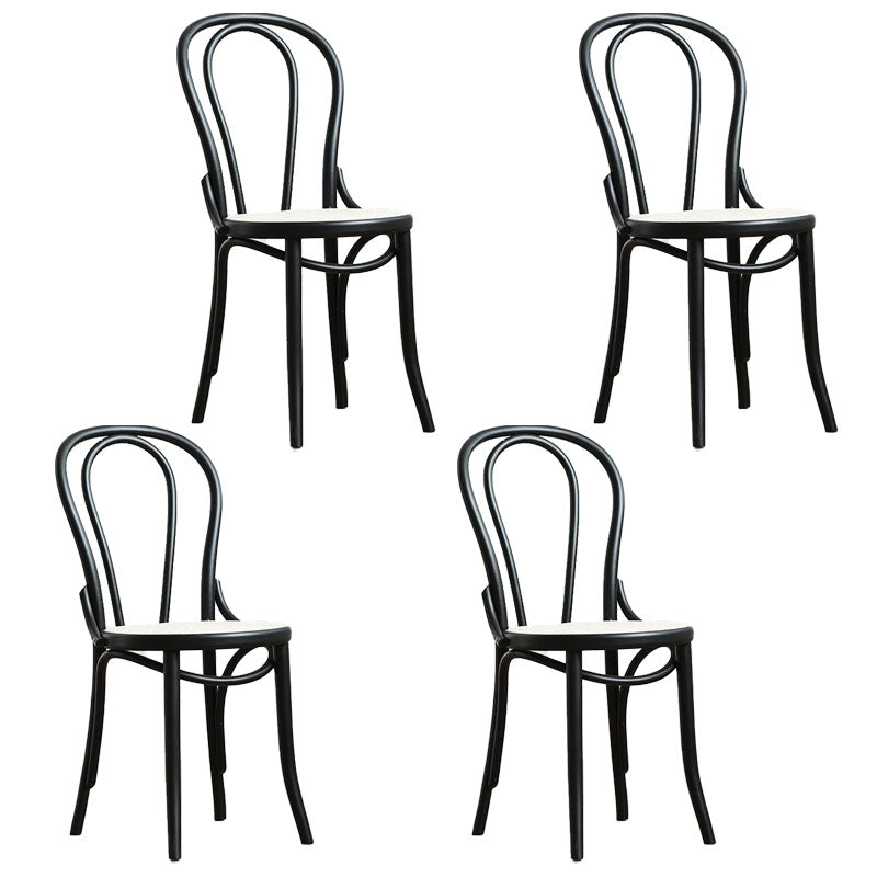 Wood Traditional Kitchen Dining Room Chair Windsor Back Side Chair Gloss Black Wicker & Rattan 4 Piece Set Clearhalo 'Dining Chairs' 'Dining Tables & Seating' 'dining_chair' 'furn' 'furn_dining_chair' 'Furniture' 'furniture_dining_chair' 'Kitchen & Dining Furniture' 4707867