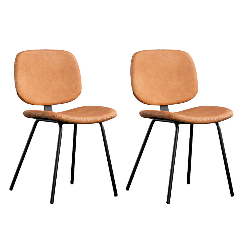 Contemporary Upholstered Open Arm Chair Matte Finish Home Dining Chair Orange 2 Piece Set Clearhalo 'Dining Chairs' 'Dining Tables & Seating' 'dining_chair' 'furn' 'furn_dining_chair' 'Furniture' 'furniture_dining_chair' 'Kitchen & Dining Furniture' 4707884