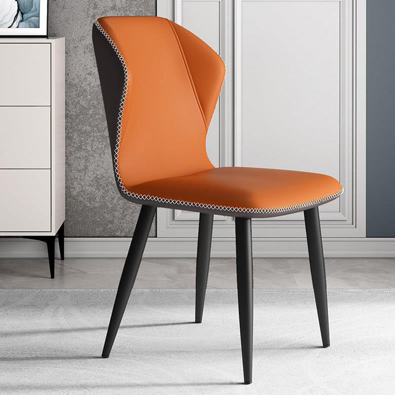 Contemporary Leather Wingback Side Chair Matte Finish Bedroom Dining Chair Clearhalo 'Dining Chairs' 'Dining Tables & Seating' 'dining_chair' 'furn' 'furn_dining_chair' 'Furniture' 'furniture_dining_chair' 'Kitchen & Dining Furniture' 4707896