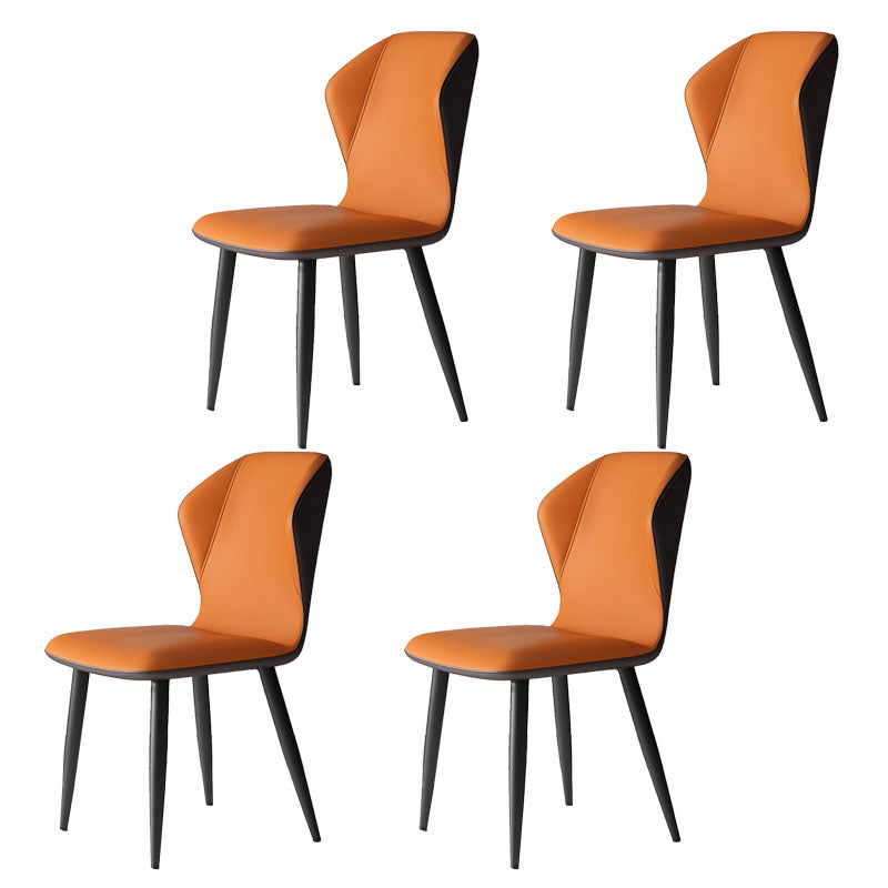Contemporary Leather Wingback Side Chair Matte Finish Bedroom Dining Chair Orange 4 Piece Set Clearhalo 'Dining Chairs' 'Dining Tables & Seating' 'dining_chair' 'furn' 'furn_dining_chair' 'Furniture' 'furniture_dining_chair' 'Kitchen & Dining Furniture' 4707900