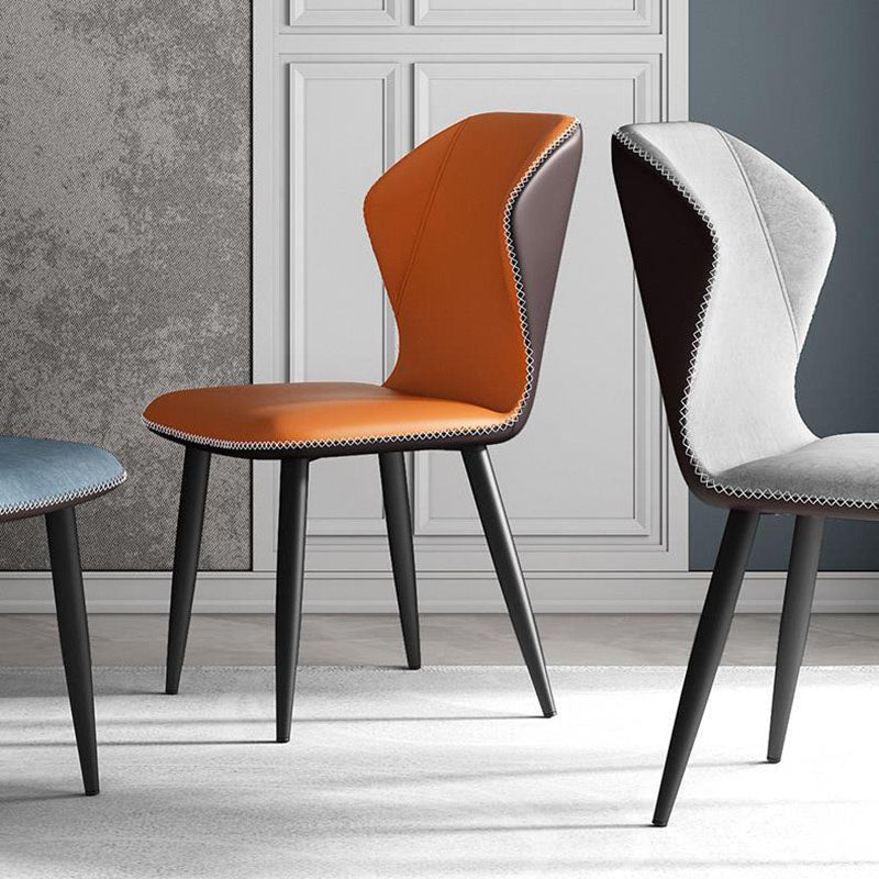 Contemporary Leather Wingback Side Chair Matte Finish Bedroom Dining Chair Clearhalo 'Dining Chairs' 'Dining Tables & Seating' 'dining_chair' 'furn' 'furn_dining_chair' 'Furniture' 'furniture_dining_chair' 'Kitchen & Dining Furniture' 4707901