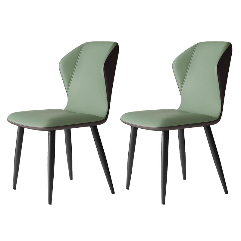 Contemporary Leather Wingback Side Chair Matte Finish Bedroom Dining Chair Green 2 Piece Set Clearhalo 'Dining Chairs' 'Dining Tables & Seating' 'dining_chair' 'furn' 'furn_dining_chair' 'Furniture' 'furniture_dining_chair' 'Kitchen & Dining Furniture' 4707911