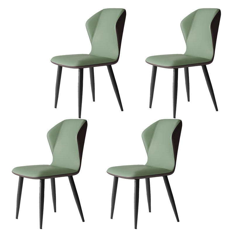 Contemporary Leather Wingback Side Chair Matte Finish Bedroom Dining Chair Green 4 Piece Set Clearhalo 'Dining Chairs' 'Dining Tables & Seating' 'dining_chair' 'furn' 'furn_dining_chair' 'Furniture' 'furniture_dining_chair' 'Kitchen & Dining Furniture' 4707912
