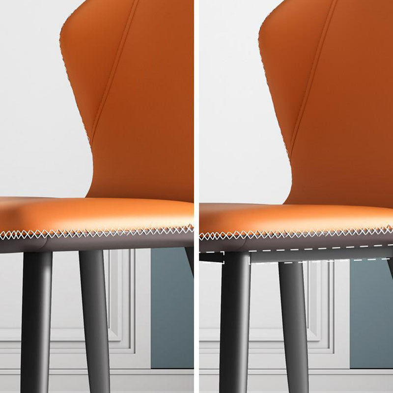 Contemporary Leather Wingback Side Chair Matte Finish Bedroom Dining Chair Clearhalo 'Dining Chairs' 'Dining Tables & Seating' 'dining_chair' 'furn' 'furn_dining_chair' 'Furniture' 'furniture_dining_chair' 'Kitchen & Dining Furniture' 4707913