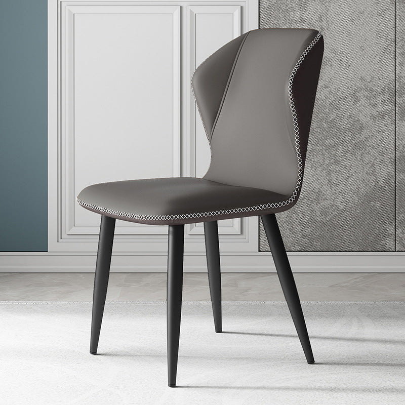 Contemporary Leather Wingback Side Chair Matte Finish Bedroom Dining Chair Grey 1 Piece Clearhalo 'Dining Chairs' 'Dining Tables & Seating' 'dining_chair' 'furn' 'furn_dining_chair' 'Furniture' 'furniture_dining_chair' 'Kitchen & Dining Furniture' 4707914