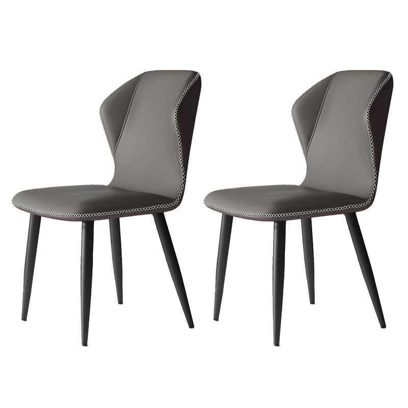 Contemporary Leather Wingback Side Chair Matte Finish Bedroom Dining Chair Grey 2 Piece Set Clearhalo 'Dining Chairs' 'Dining Tables & Seating' 'dining_chair' 'furn' 'furn_dining_chair' 'Furniture' 'furniture_dining_chair' 'Kitchen & Dining Furniture' 4707916
