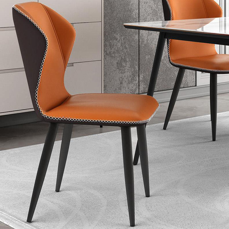Contemporary Leather Wingback Side Chair Matte Finish Bedroom Dining Chair Clearhalo 'Dining Chairs' 'Dining Tables & Seating' 'dining_chair' 'furn' 'furn_dining_chair' 'Furniture' 'furniture_dining_chair' 'Kitchen & Dining Furniture' 4707918