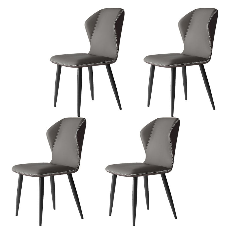 Contemporary Leather Wingback Side Chair Matte Finish Bedroom Dining Chair Grey 4 Piece Set Clearhalo 'Dining Chairs' 'Dining Tables & Seating' 'dining_chair' 'furn' 'furn_dining_chair' 'Furniture' 'furniture_dining_chair' 'Kitchen & Dining Furniture' 4707919