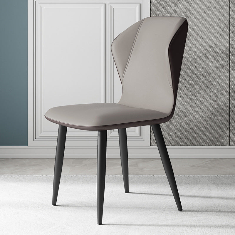 Contemporary Leather Wingback Side Chair Matte Finish Bedroom Dining Chair Pewter 1 Piece Clearhalo 'Dining Chairs' 'Dining Tables & Seating' 'dining_chair' 'furn' 'furn_dining_chair' 'Furniture' 'furniture_dining_chair' 'Kitchen & Dining Furniture' 4707920