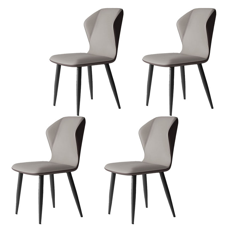 Contemporary Leather Wingback Side Chair Matte Finish Bedroom Dining Chair Pewter 4 Piece Set Clearhalo 'Dining Chairs' 'Dining Tables & Seating' 'dining_chair' 'furn' 'furn_dining_chair' 'Furniture' 'furniture_dining_chair' 'Kitchen & Dining Furniture' 4707922