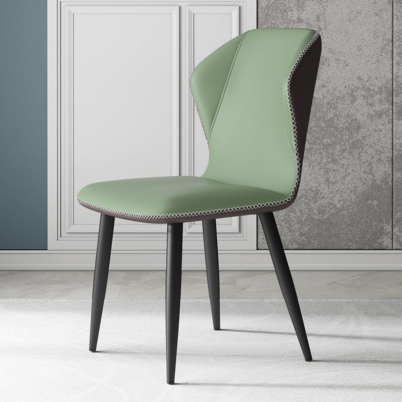 Contemporary Leather Wingback Side Chair Matte Finish Bedroom Dining Chair Dark Green 1 Piece Clearhalo 'Dining Chairs' 'Dining Tables & Seating' 'dining_chair' 'furn' 'furn_dining_chair' 'Furniture' 'furniture_dining_chair' 'Kitchen & Dining Furniture' 4707923