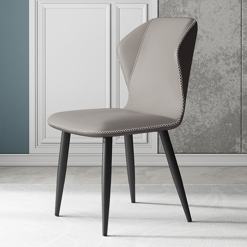 Contemporary Leather Wingback Side Chair Matte Finish Bedroom Dining Chair Light Gray 1 Piece Clearhalo 'Dining Chairs' 'Dining Tables & Seating' 'dining_chair' 'furn' 'furn_dining_chair' 'Furniture' 'furniture_dining_chair' 'Kitchen & Dining Furniture' 4707929