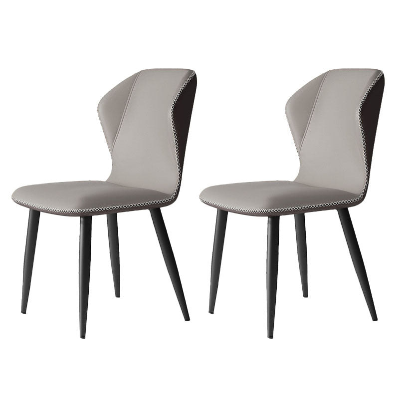 Contemporary Leather Wingback Side Chair Matte Finish Bedroom Dining Chair Light Gray 2 Piece Set Clearhalo 'Dining Chairs' 'Dining Tables & Seating' 'dining_chair' 'furn' 'furn_dining_chair' 'Furniture' 'furniture_dining_chair' 'Kitchen & Dining Furniture' 4707930