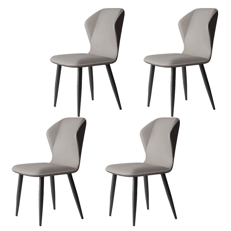 Contemporary Leather Wingback Side Chair Matte Finish Bedroom Dining Chair Light Gray 4 Piece Set Clearhalo 'Dining Chairs' 'Dining Tables & Seating' 'dining_chair' 'furn' 'furn_dining_chair' 'Furniture' 'furniture_dining_chair' 'Kitchen & Dining Furniture' 4707931