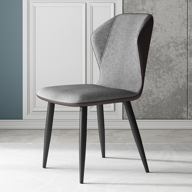 Contemporary Leather Wingback Side Chair Matte Finish Bedroom Dining Chair Silver Gray 1 Piece Clearhalo 'Dining Chairs' 'Dining Tables & Seating' 'dining_chair' 'furn' 'furn_dining_chair' 'Furniture' 'furniture_dining_chair' 'Kitchen & Dining Furniture' 4707932