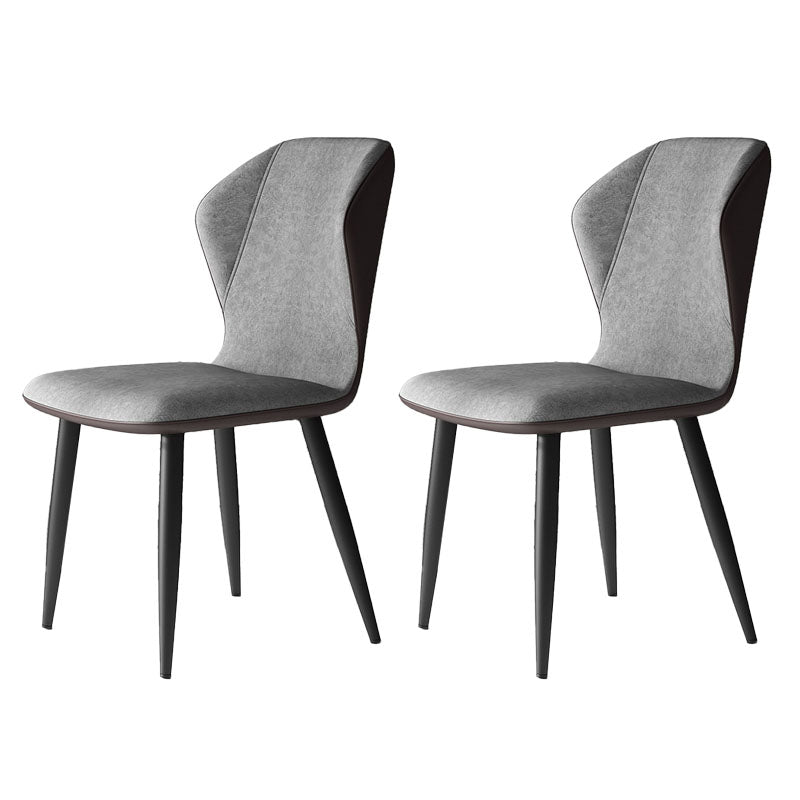 Contemporary Leather Wingback Side Chair Matte Finish Bedroom Dining Chair Silver Gray 2 Piece Set Clearhalo 'Dining Chairs' 'Dining Tables & Seating' 'dining_chair' 'furn' 'furn_dining_chair' 'Furniture' 'furniture_dining_chair' 'Kitchen & Dining Furniture' 4707933
