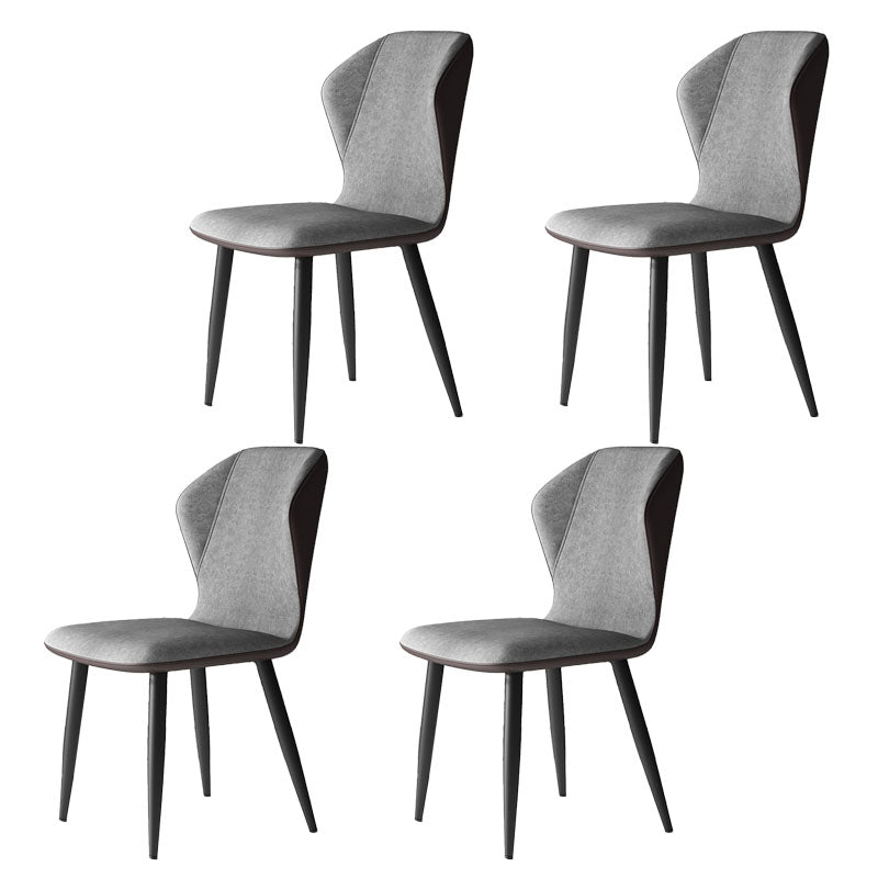 Contemporary Leather Wingback Side Chair Matte Finish Bedroom Dining Chair Silver Gray 4 Piece Set Clearhalo 'Dining Chairs' 'Dining Tables & Seating' 'dining_chair' 'furn' 'furn_dining_chair' 'Furniture' 'furniture_dining_chair' 'Kitchen & Dining Furniture' 4707934