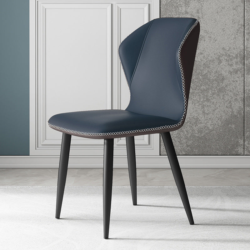Contemporary Leather Wingback Side Chair Matte Finish Bedroom Dining Chair Light Blue 1 Piece Clearhalo 'Dining Chairs' 'Dining Tables & Seating' 'dining_chair' 'furn' 'furn_dining_chair' 'Furniture' 'furniture_dining_chair' 'Kitchen & Dining Furniture' 4707935
