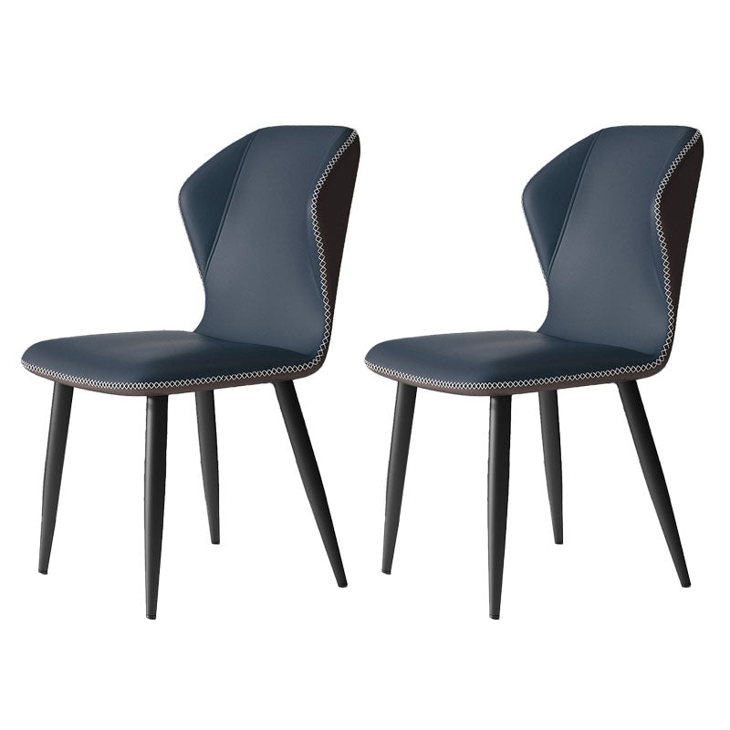 Contemporary Leather Wingback Side Chair Matte Finish Bedroom Dining Chair Light Blue 2 Piece Set Clearhalo 'Dining Chairs' 'Dining Tables & Seating' 'dining_chair' 'furn' 'furn_dining_chair' 'Furniture' 'furniture_dining_chair' 'Kitchen & Dining Furniture' 4707936