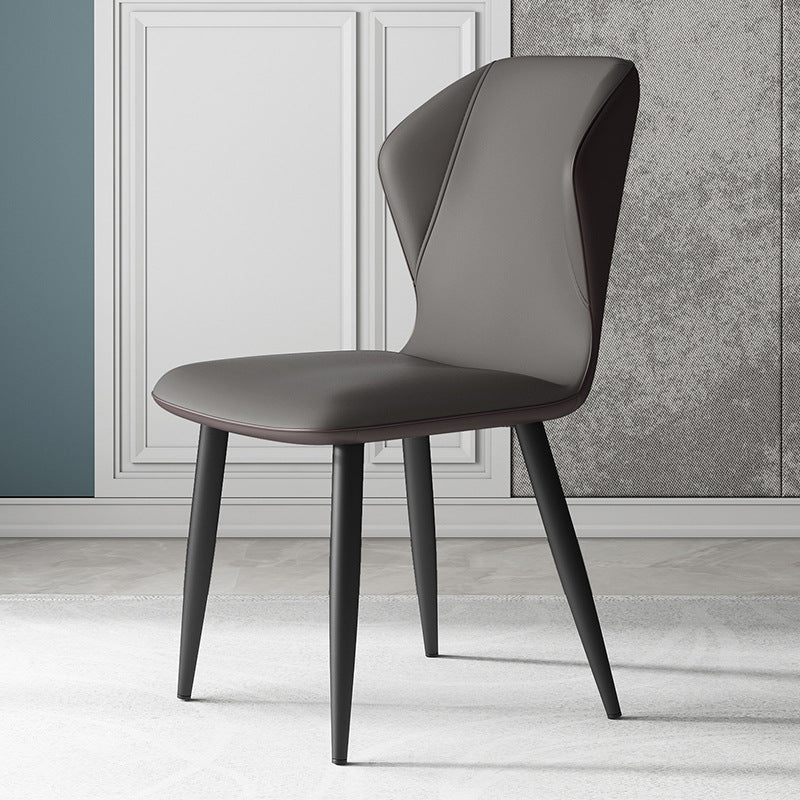 Contemporary Leather Wingback Side Chair Matte Finish Bedroom Dining Chair Smoke Gray 1 Piece Clearhalo 'Dining Chairs' 'Dining Tables & Seating' 'dining_chair' 'furn' 'furn_dining_chair' 'Furniture' 'furniture_dining_chair' 'Kitchen & Dining Furniture' 4707938