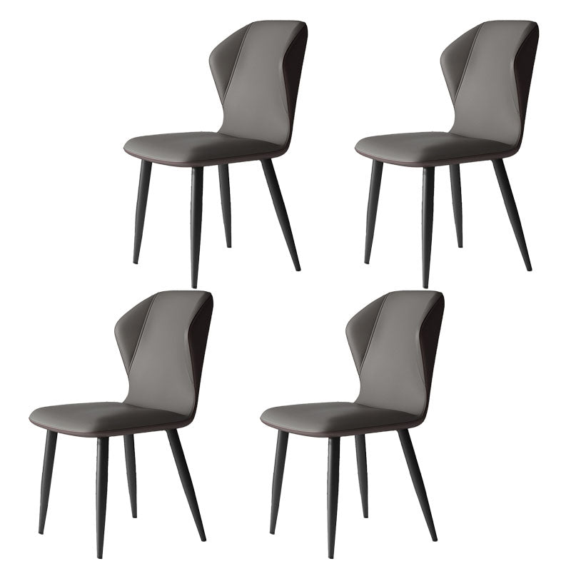 Contemporary Leather Wingback Side Chair Matte Finish Bedroom Dining Chair Smoke Gray 4 Piece Set Clearhalo 'Dining Chairs' 'Dining Tables & Seating' 'dining_chair' 'furn' 'furn_dining_chair' 'Furniture' 'furniture_dining_chair' 'Kitchen & Dining Furniture' 4707940