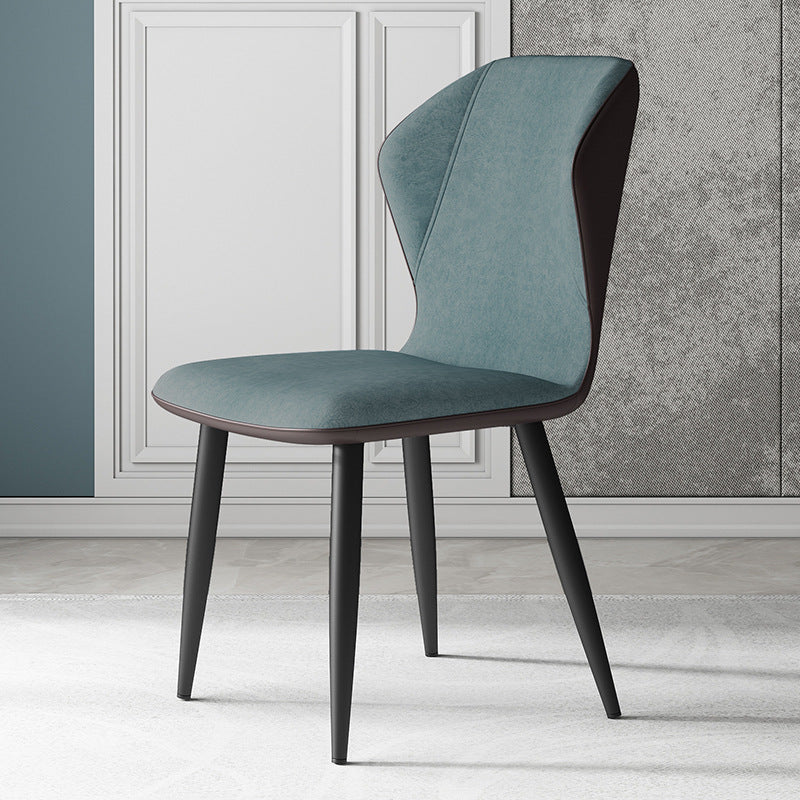 Contemporary Leather Wingback Side Chair Matte Finish Bedroom Dining Chair Blue 1 Piece Clearhalo 'Dining Chairs' 'Dining Tables & Seating' 'dining_chair' 'furn' 'furn_dining_chair' 'Furniture' 'furniture_dining_chair' 'Kitchen & Dining Furniture' 4707941