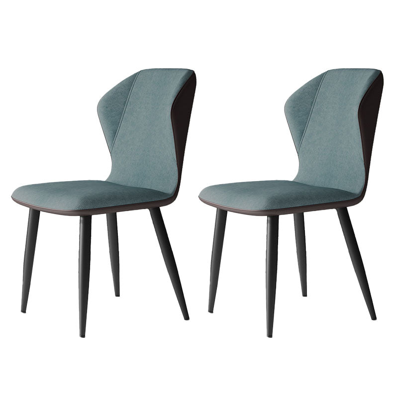 Contemporary Leather Wingback Side Chair Matte Finish Bedroom Dining Chair Blue 2 Piece Set Clearhalo 'Dining Chairs' 'Dining Tables & Seating' 'dining_chair' 'furn' 'furn_dining_chair' 'Furniture' 'furniture_dining_chair' 'Kitchen & Dining Furniture' 4707942
