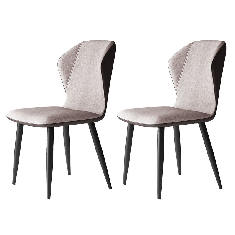 Contemporary Leather Wingback Side Chair Matte Finish Bedroom Dining Chair Beige 2 Piece Set Clearhalo 'Dining Chairs' 'Dining Tables & Seating' 'dining_chair' 'furn' 'furn_dining_chair' 'Furniture' 'furniture_dining_chair' 'Kitchen & Dining Furniture' 4707945