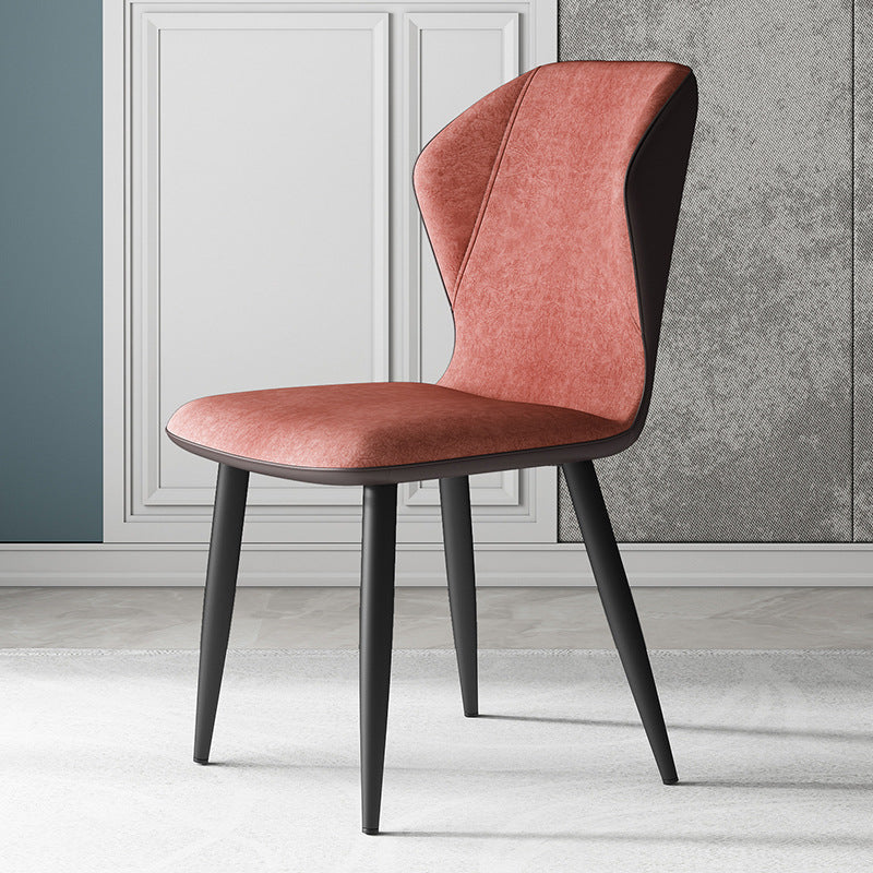 Contemporary Leather Wingback Side Chair Matte Finish Bedroom Dining Chair Orange Red 1 Piece Clearhalo 'Dining Chairs' 'Dining Tables & Seating' 'dining_chair' 'furn' 'furn_dining_chair' 'Furniture' 'furniture_dining_chair' 'Kitchen & Dining Furniture' 4707947