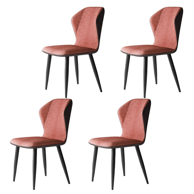 Contemporary Leather Wingback Side Chair Matte Finish Bedroom Dining Chair Orange Red 4 Piece Set Clearhalo 'Dining Chairs' 'Dining Tables & Seating' 'dining_chair' 'furn' 'furn_dining_chair' 'Furniture' 'furniture_dining_chair' 'Kitchen & Dining Furniture' 4707949
