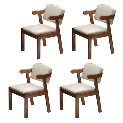 Contemporary Rubberwood Open Arm Chair Matte Finish Upholstered Dining Chair Light Gray 4 Piece Set Walnut Clearhalo 'Dining Chairs' 'Dining Tables & Seating' 'dining_chair' 'furn' 'furn_dining_chair' 'Furniture' 'furniture_dining_chair' 'Kitchen & Dining Furniture' 4707952