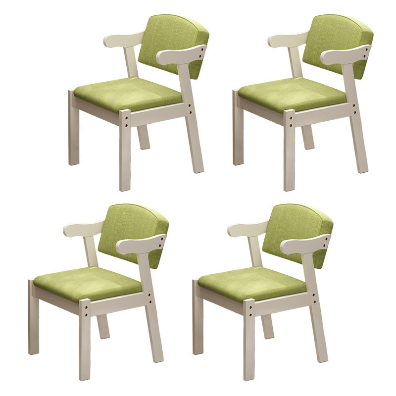 Contemporary Rubberwood Open Arm Chair Matte Finish Upholstered Dining Chair Green 4 Piece Set White Clearhalo 'Dining Chairs' 'Dining Tables & Seating' 'dining_chair' 'furn' 'furn_dining_chair' 'Furniture' 'furniture_dining_chair' 'Kitchen & Dining Furniture' 4707954