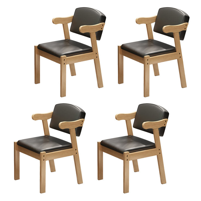 Contemporary Rubberwood Open Arm Chair Matte Finish Upholstered Dining Chair Black 4 Piece Set Natural Wood Clearhalo 'Dining Chairs' 'Dining Tables & Seating' 'dining_chair' 'furn' 'furn_dining_chair' 'Furniture' 'furniture_dining_chair' 'Kitchen & Dining Furniture' 4707960