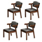 Contemporary Rubberwood Open Arm Chair Matte Finish Upholstered Dining Chair Black 4 Piece Set Walnut Clearhalo 'Dining Chairs' 'Dining Tables & Seating' 'dining_chair' 'furn' 'furn_dining_chair' 'Furniture' 'furniture_dining_chair' 'Kitchen & Dining Furniture' 4707962