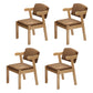 Contemporary Rubberwood Open Arm Chair Matte Finish Upholstered Dining Chair Coffee 4 Piece Set Natural Wood Clearhalo 'Dining Chairs' 'Dining Tables & Seating' 'dining_chair' 'furn' 'furn_dining_chair' 'Furniture' 'furniture_dining_chair' 'Kitchen & Dining Furniture' 4707963