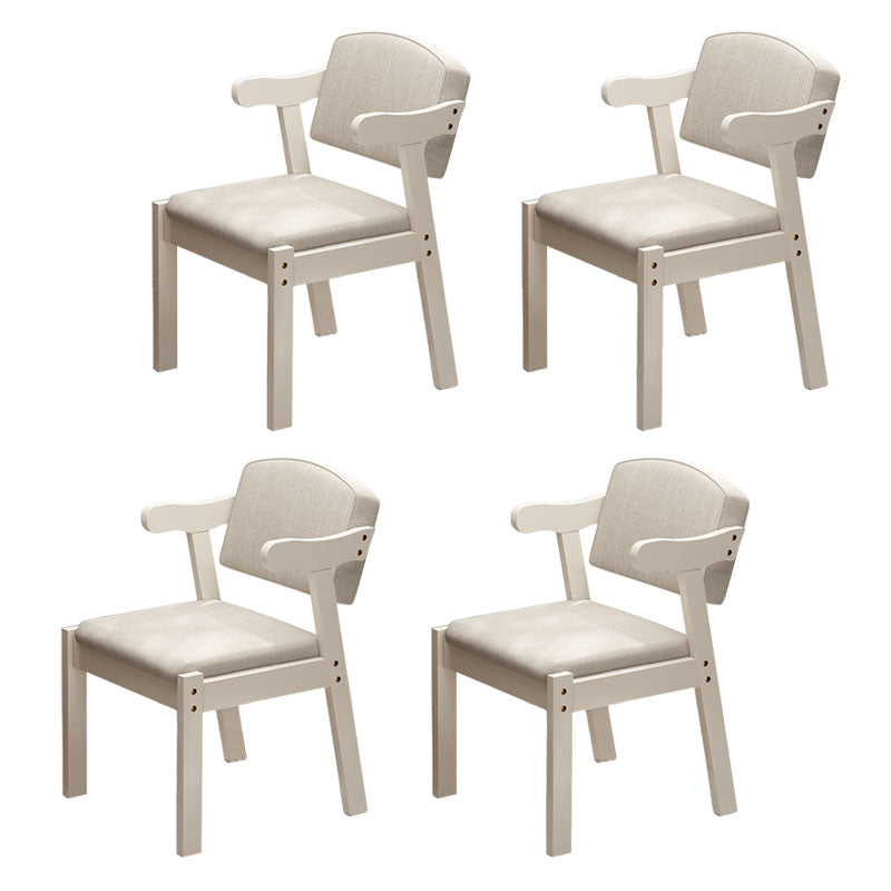 Contemporary Rubberwood Open Arm Chair Matte Finish Upholstered Dining Chair Light Gray 4 Piece Set White Clearhalo 'Dining Chairs' 'Dining Tables & Seating' 'dining_chair' 'furn' 'furn_dining_chair' 'Furniture' 'furniture_dining_chair' 'Kitchen & Dining Furniture' 4707966