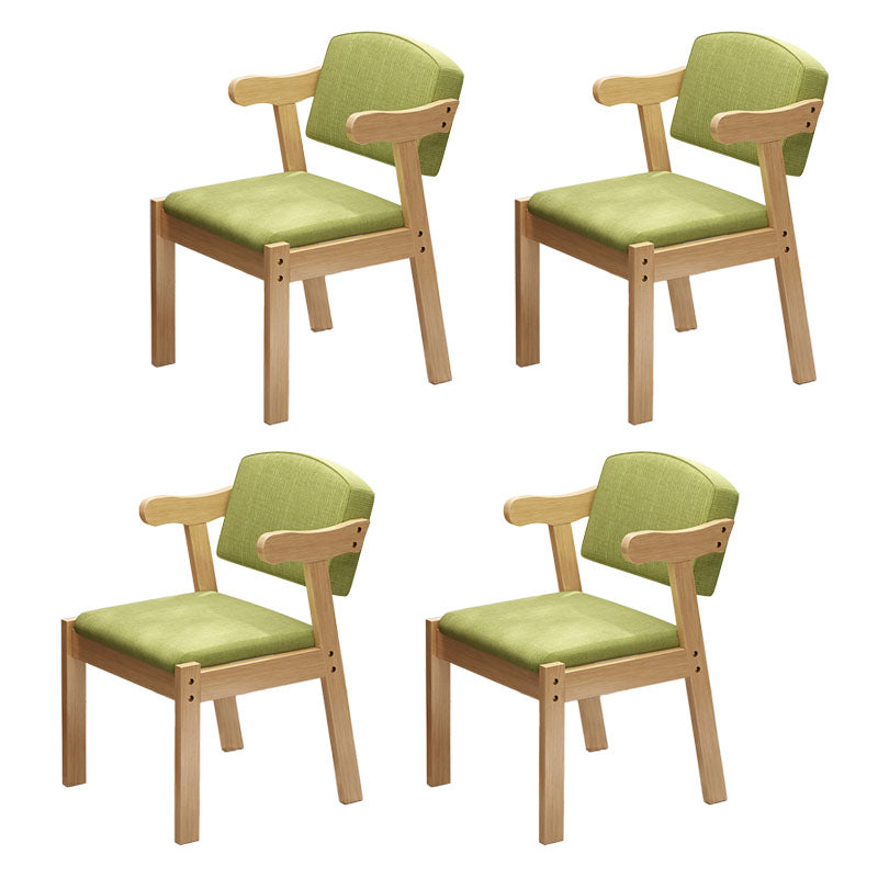 Contemporary Rubberwood Open Arm Chair Matte Finish Upholstered Dining Chair Green 4 Piece Set Natural Wood Clearhalo 'Dining Chairs' 'Dining Tables & Seating' 'dining_chair' 'furn' 'furn_dining_chair' 'Furniture' 'furniture_dining_chair' 'Kitchen & Dining Furniture' 4707967