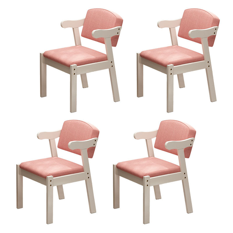 Contemporary Rubberwood Open Arm Chair Matte Finish Upholstered Dining Chair Rose Bloom 4 Piece Set White Clearhalo 'Dining Chairs' 'Dining Tables & Seating' 'dining_chair' 'furn' 'furn_dining_chair' 'Furniture' 'furniture_dining_chair' 'Kitchen & Dining Furniture' 4707969