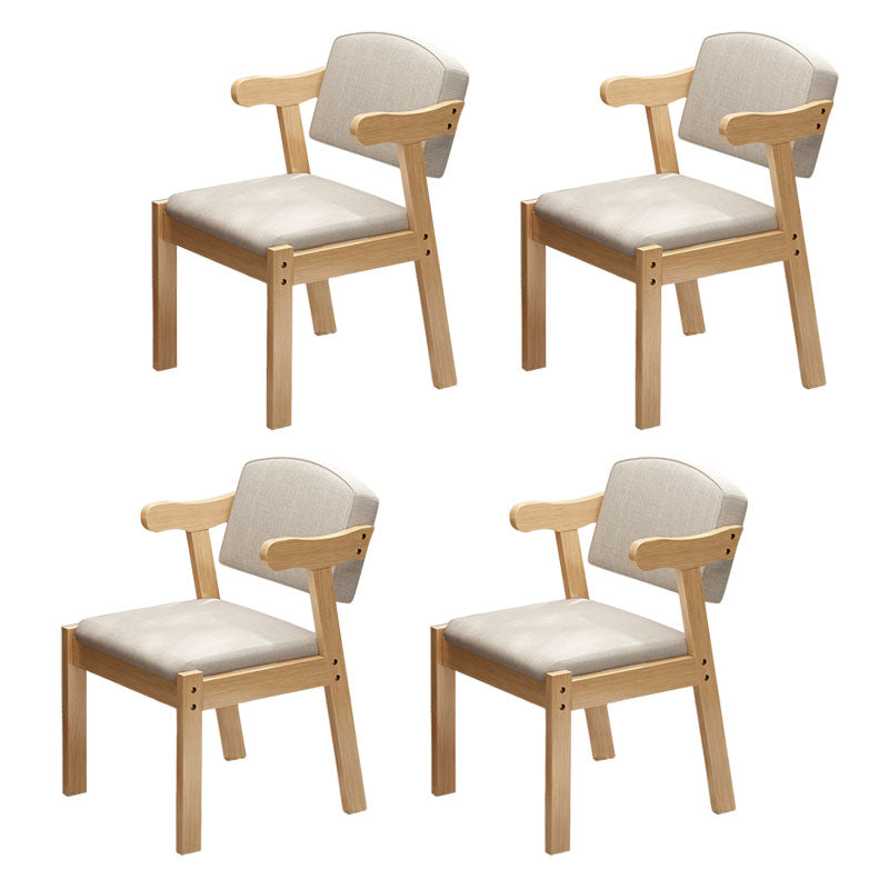 Contemporary Rubberwood Open Arm Chair Matte Finish Upholstered Dining Chair Light Gray 4 Piece Set Natural Wood Clearhalo 'Dining Chairs' 'Dining Tables & Seating' 'dining_chair' 'furn' 'furn_dining_chair' 'Furniture' 'furniture_dining_chair' 'Kitchen & Dining Furniture' 4707970