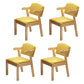 Contemporary Rubberwood Open Arm Chair Matte Finish Upholstered Dining Chair Yellow 4 Piece Set Natural Wood Clearhalo 'Dining Chairs' 'Dining Tables & Seating' 'dining_chair' 'furn' 'furn_dining_chair' 'Furniture' 'furniture_dining_chair' 'Kitchen & Dining Furniture' 4707971