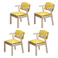 Contemporary Rubberwood Open Arm Chair Matte Finish Upholstered Dining Chair Yellow 4 Piece Set White Clearhalo 'Dining Chairs' 'Dining Tables & Seating' 'dining_chair' 'furn' 'furn_dining_chair' 'Furniture' 'furniture_dining_chair' 'Kitchen & Dining Furniture' 4707972