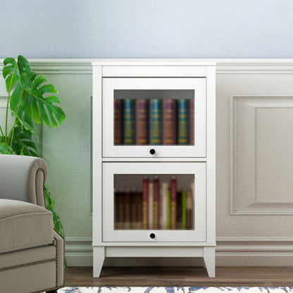 Manufactured Wood Standard Bookcase Vertical Bookcase with Glass Doors 23.6"L x 13.9"W x 37.4"H White Clearhalo 'Bookcases' 'furn' 'furn_bookcases' 'Furniture' 'furniture_bookcases' 'kitchen' 'kitchen_bookcases' 'Living Room Furniture' 'Office Furniture' 4707975